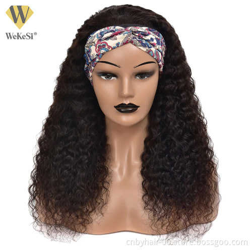 Virgin Cuticle Aligned Hair Headband Wigs For Black Women Natural Head band Wig Brazilian Water Wave Headband Wigs Human Hair